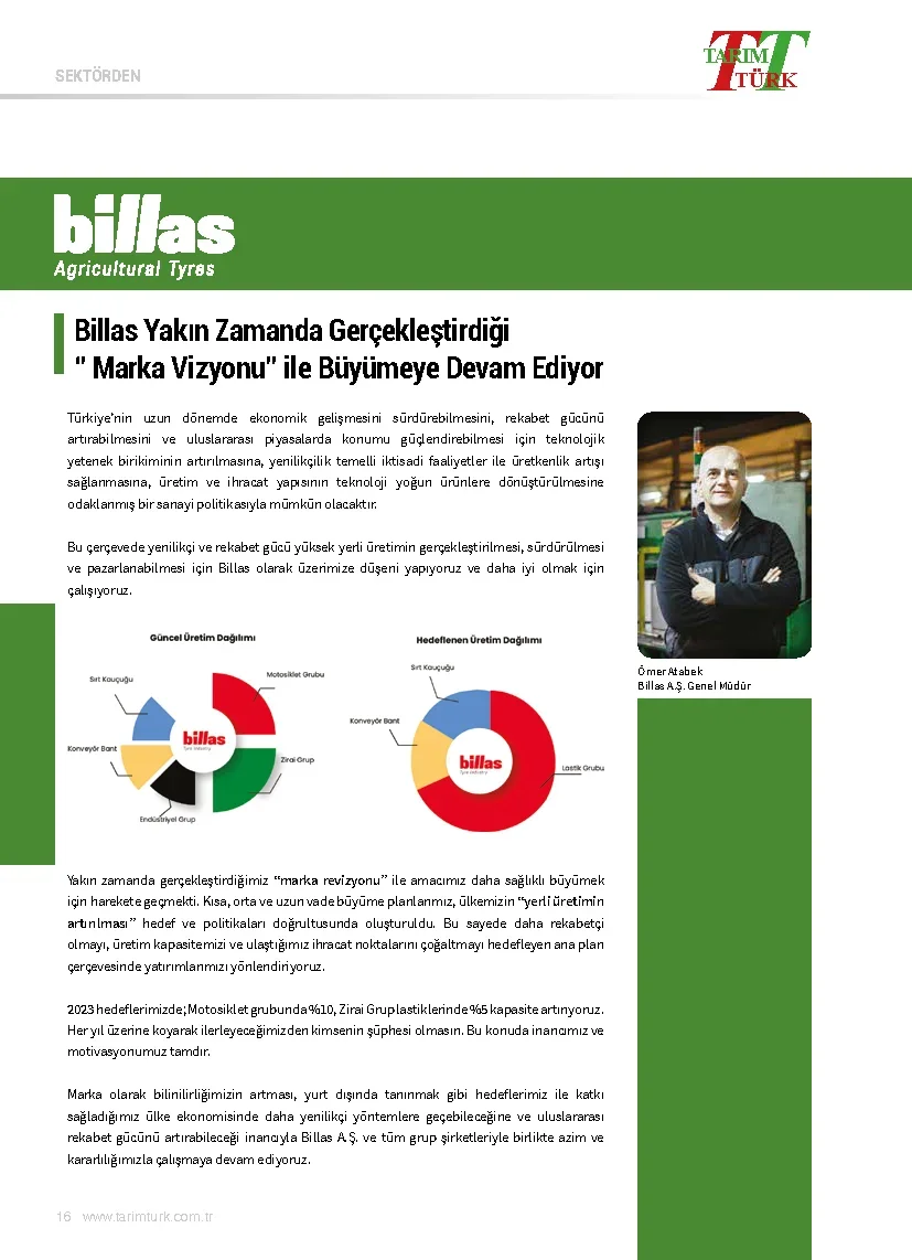 BİLLAS TARIM TÜRK DERGİSİNDE-MARKA VİZYONU